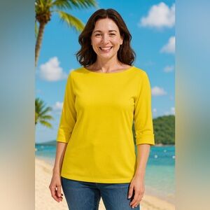 Lauren Ralph Lauren Bright Yellow Boatneck Tunic Tee-Shirt Top XL